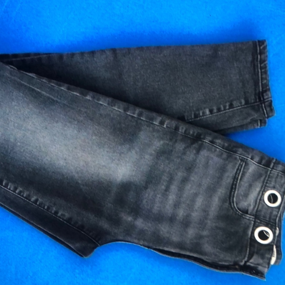 Garage black jeans suedes ultra high rise denim with metal detail